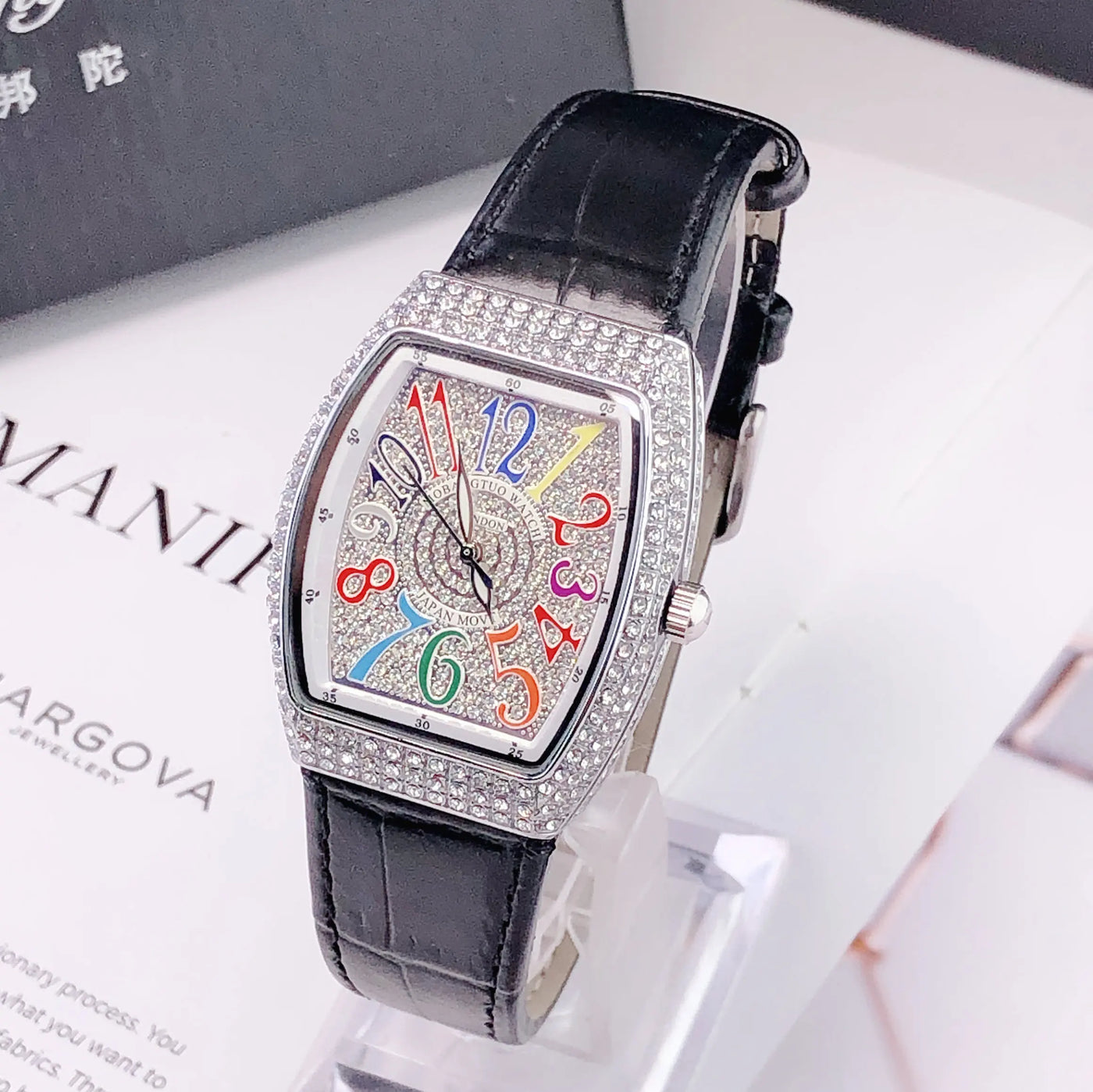 Luxury Diamond Crystal Women Watches Colorful Rectangle Dial Leather Quartz Watch Clock Unique Design Wristwatch часы женские