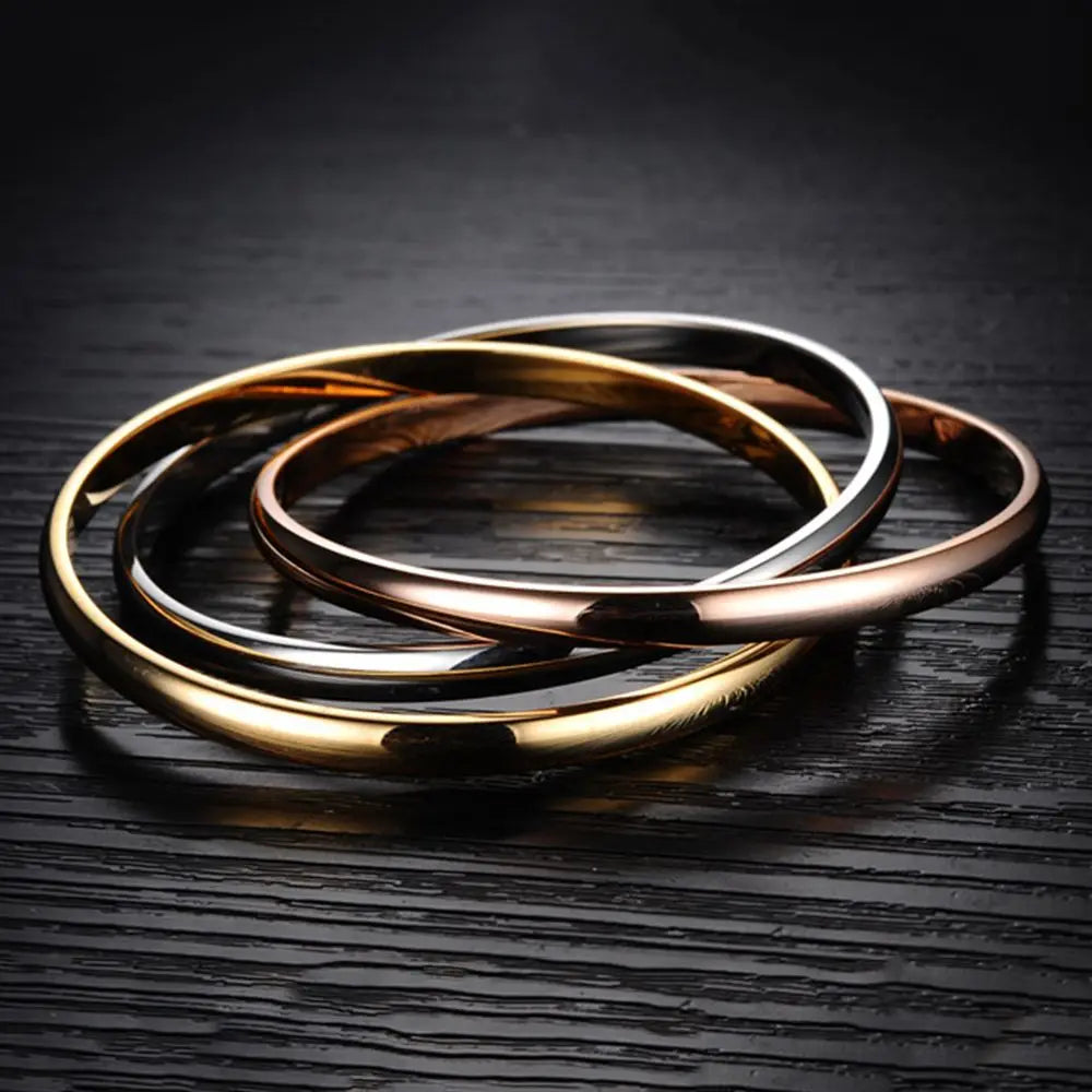 Trendy Titanium Steel Three-color Three-ring Bracelet Creative For Women Men Charm Cuff Bangle Bracelet Jewelry Festival Gifts