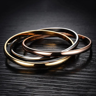 Trendy Titanium Steel Three-color Three-ring Bracelet Creative For Women Men Charm Cuff Bangle Bracelet Jewelry Festival Gifts