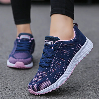 Women’s Casual Mesh Sneakers – Lightweight, Breathable Walking Flats, Vulcanized Gym Shoes, Stylish Everyday Footwear for Comfort and Fashion (White, 2021).
