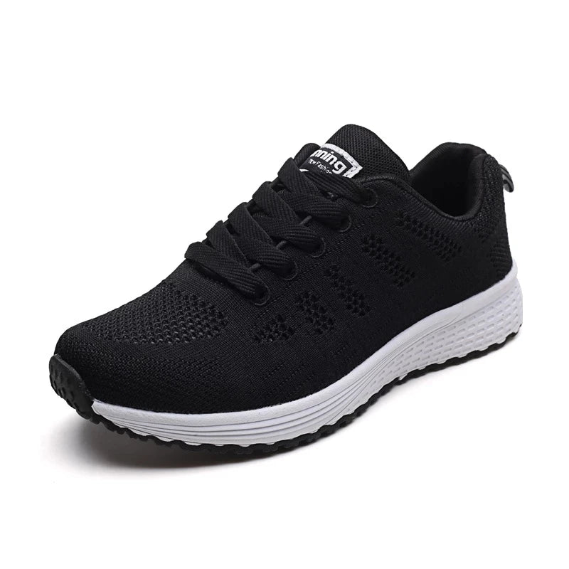 Women’s Casual Mesh Sneakers – Lightweight, Breathable Walking Flats, Vulcanized Gym Shoes, Stylish Everyday Footwear for Comfort and Fashion (White, 2021).