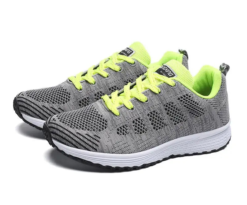 Women’s Casual Mesh Sneakers – Lightweight, Breathable Walking Flats, Vulcanized Gym Shoes, Stylish Everyday Footwear for Comfort and Fashion (White, 2021).