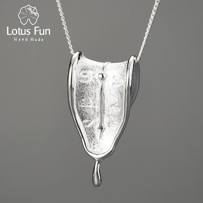 Lotus Fun Eternity Necklace – 18K Gold Clock-Shaped Pendant, 925 Sterling Silver Original Jewelry, Symbol of Love Forever for Women.