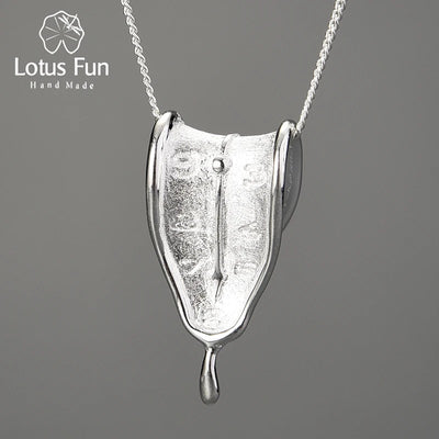 Lotus Fun Eternity Necklace – 18K Gold Clock-Shaped Pendant, 925 Sterling Silver Original Jewelry, Symbol of Love Forever for Women.