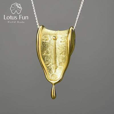 Lotus Fun Eternity Necklace – 18K Gold Clock-Shaped Pendant, 925 Sterling Silver Original Jewelry, Symbol of Love Forever for Women.