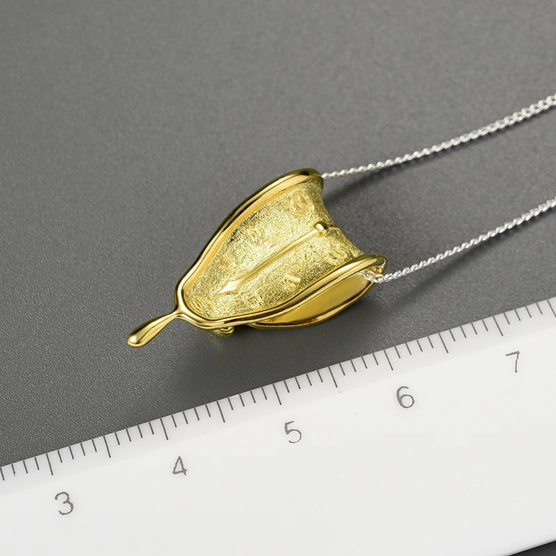 Lotus Fun Eternity Necklace – 18K Gold Clock-Shaped Pendant, 925 Sterling Silver Original Jewelry, Symbol of Love Forever for Women.