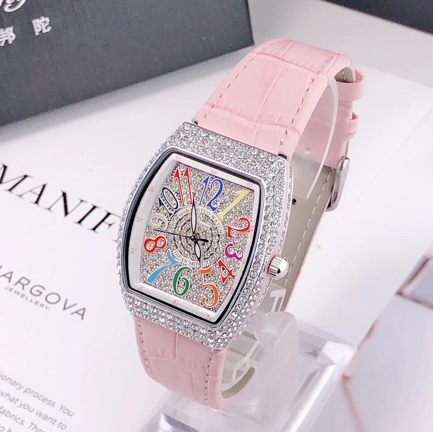 Luxury Diamond Crystal Women Watches Colorful Rectangle Dial Leather Quartz Watch Clock Unique Design Wristwatch часы женские