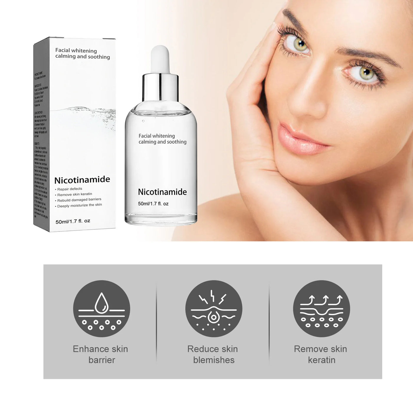 Facial Niacinamide Serum for Face Spots Removal Minimizing Pores Nicotinamide Brightening Serums 50ml