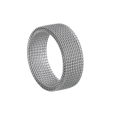New Fashion Titanium Steel 8MM Grid Mesh Ring Woman For Men High Quality Simple  Multi-color Jewelry Party Gifts ﻿
