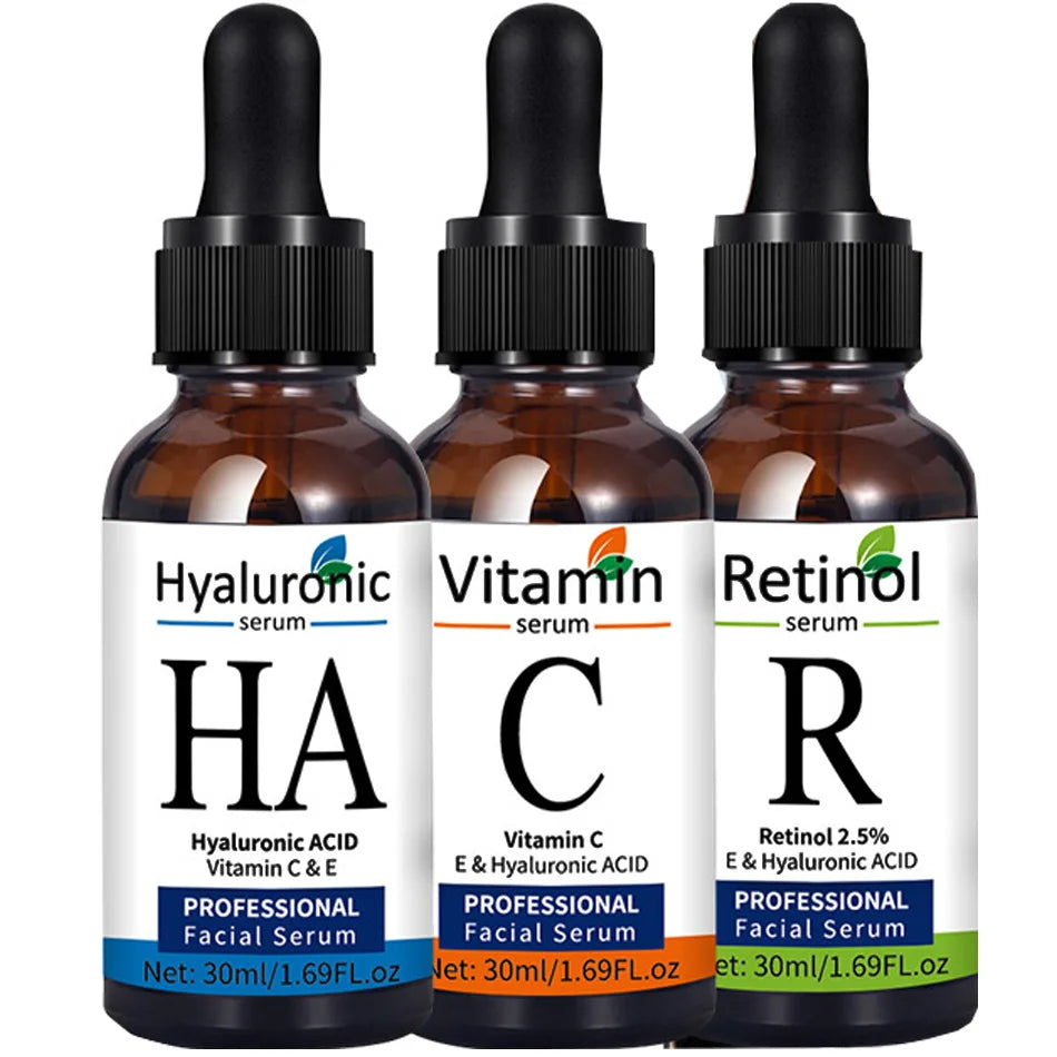 Facial Serums Skin Care Set  Moisturizing Retinol +Hyaluronic Acid + Vitamin C Serum Brightening Firming, & Hydrating Face Serum