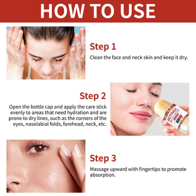 Retinol & Collagen Facial Care Stick - 40g, Day & Night Use, Non-Greasy & Moisturizing Neck Facial Care Stick