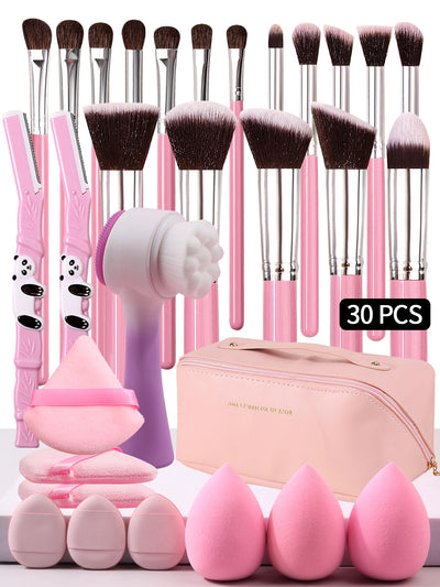 High Grade Pink makeup brush quality synthetic foundation brush Makeup sponge Makeup puff professional makeup tool set