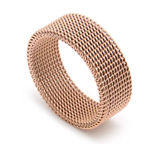 New Fashion Titanium Steel 8MM Grid Mesh Ring Woman For Men High Quality Simple  Multi-color Jewelry Party Gifts ﻿