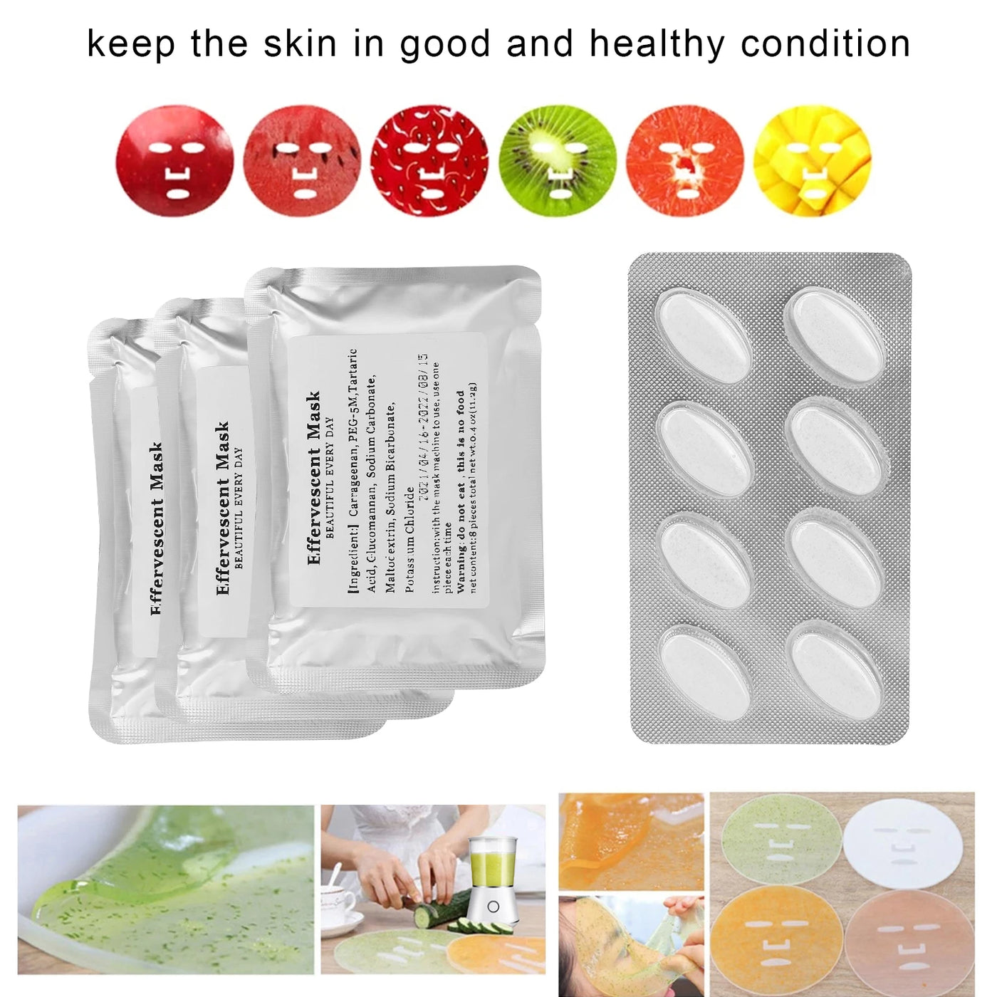 32PCS Collagen Facial Mask Capsules – Natural Fruit & Vegetable Skincare Refill for Mask Maker Machine, Hydrating Anti-Aging Face Care.