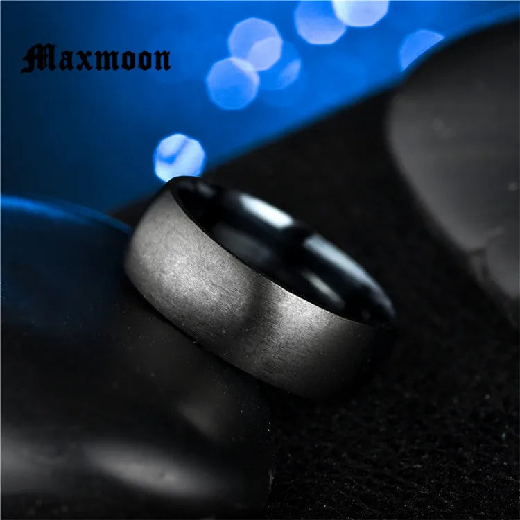 Maxmoon Fashion Black Titanium Ring Men Matte Finished Classic Engagement  Jewelry Rings For Male  Wedding Bands Anillos 2018