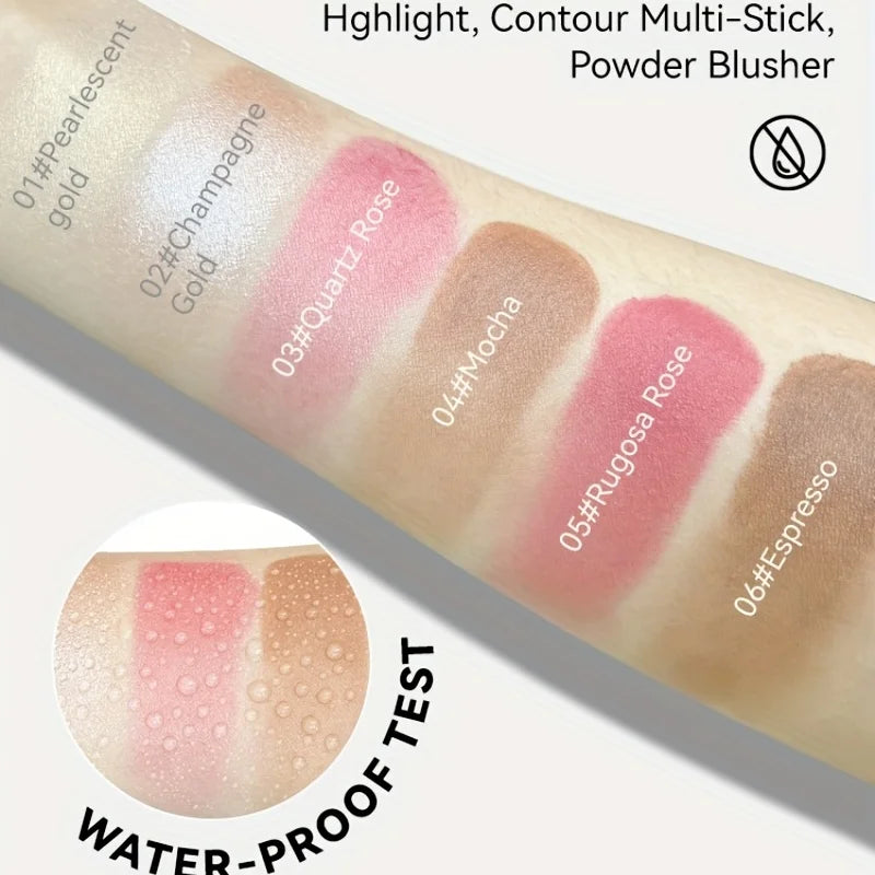 Krämkonturstift med highlighter, bronzer och rouge