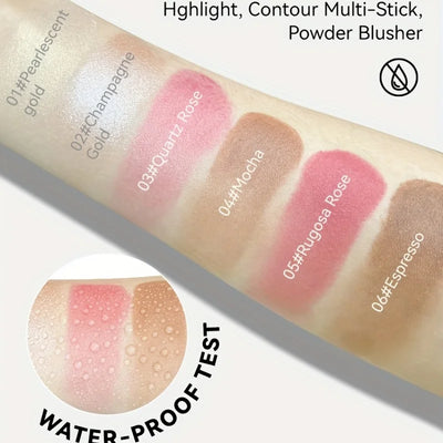 Krämkonturstift med highlighter, bronzer och rouge