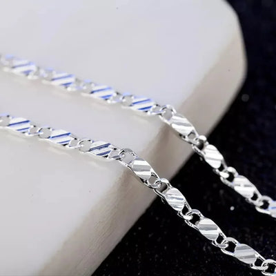 Fashion 18K Gold Necklace – 2MM Side Chain Jewelry for Men & Women, 925 Sterling Silver, Multiple Length Options 16–30 Inch.
