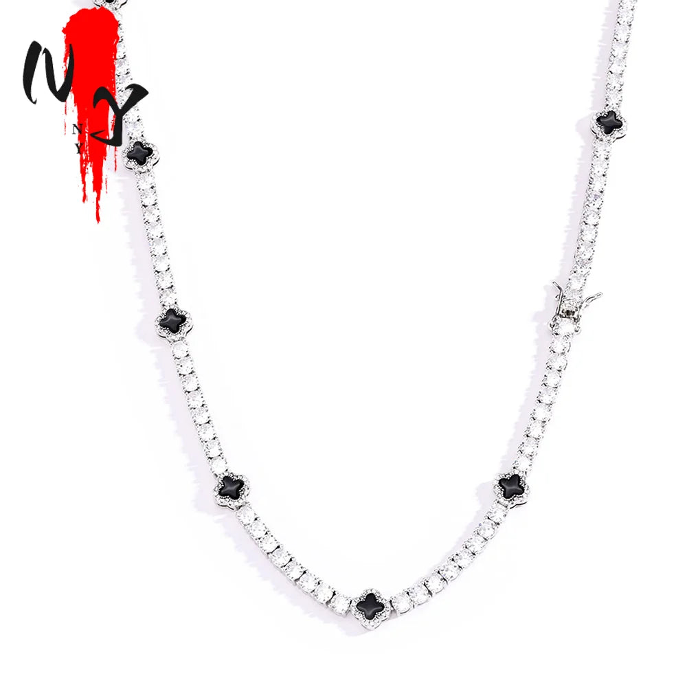 NY Fashion Dainty Tennis Chain – Gold/Silver Plated Zircon Necklace, Luxury Hip Hop Jewelry for Men & Women Party Gifts.