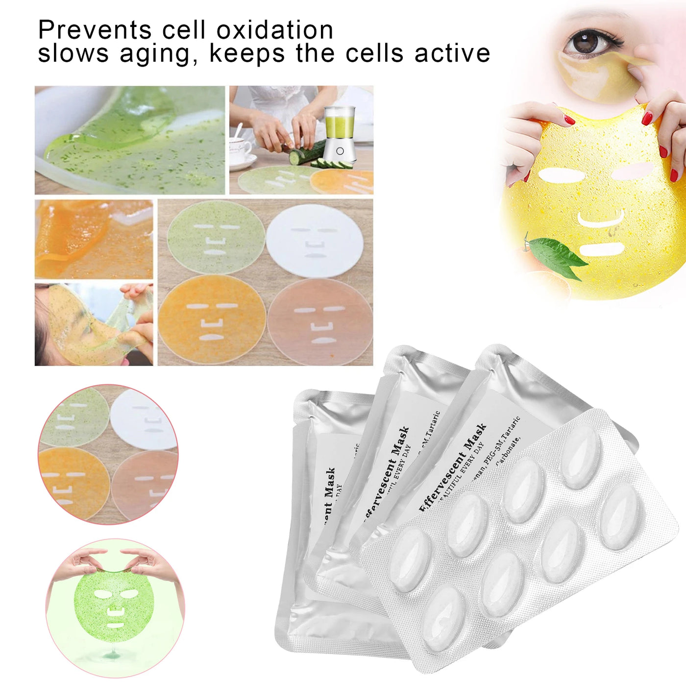 32PCS Collagen Facial Mask Capsules – Natural Fruit & Vegetable Skincare Refill for Mask Maker Machine, Hydrating Anti-Aging Face Care.