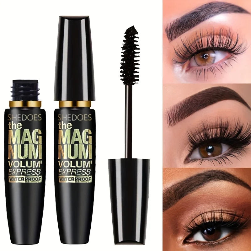4D svart mascara – förtjockar, förlänger, böjer, vattenfast fiberformula