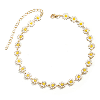Kpop Daisy Flower Necklace – Sweet Clavicle Chain Choker for Women, Summer Y2K Fashion Jewelry, Cute Statement Gift Accessories.