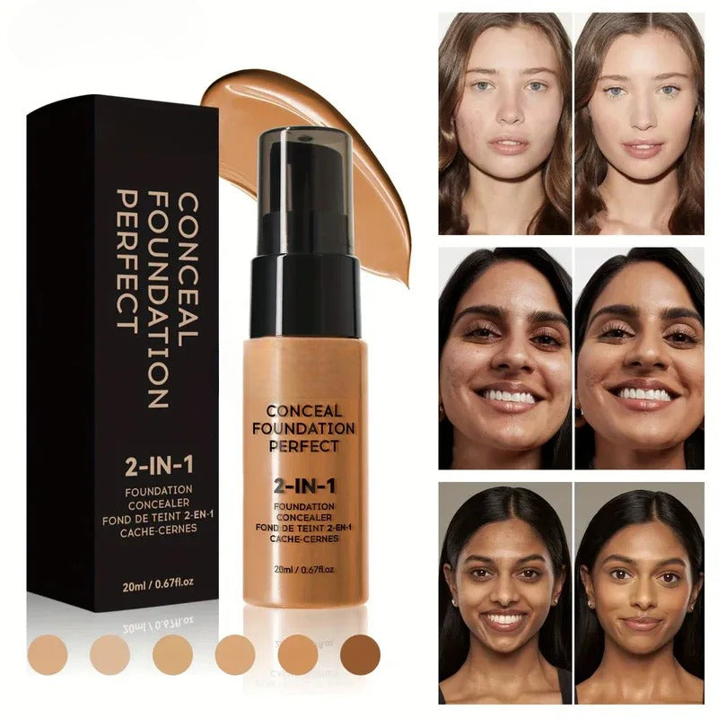 2-i-1 oljekontrollerande flytande foundation & concealer, långvarig