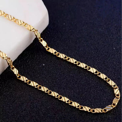 Fashion 18K Gold Necklace – 2MM Side Chain Jewelry for Men & Women, 925 Sterling Silver, Multiple Length Options 16–30 Inch.