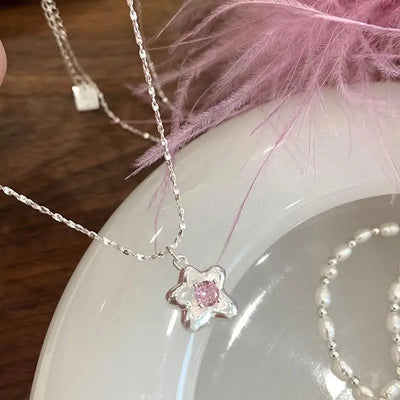 2023 New Bling Star Necklace – 925 Sterling Silver Clavicle Chain Jewelry for Women, Elegant Fashion Birthday Gift & Accessories.