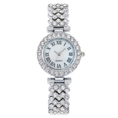 Luxury Women Shiny Bracelet Watches 2pcs Set Rose Gold Watch Fashion Ladies Elegant Quartz Diamond Wristwatch Female Reloj Mujer