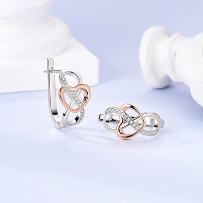 Original 925 Sterling Silver Jewelry Set – Eternal Love Necklace, Ring & Earrings for Women, Light Luxury Fashion & Elegant Gift.
