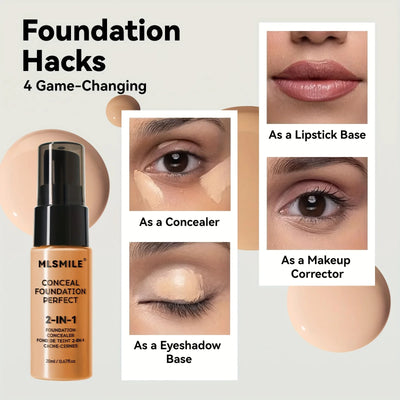 2-i-1 oljekontrollerande flytande foundation & concealer, långvarig