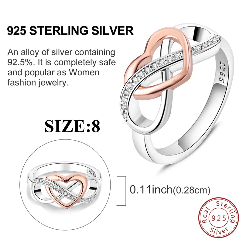 Original 925 Sterling Silver Jewelry Set – Eternal Love Necklace, Ring & Earrings for Women, Light Luxury Fashion & Elegant Gift.