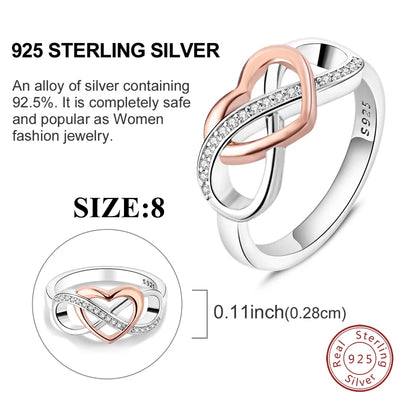Original 925 Sterling Silver Jewelry Set – Eternal Love Necklace, Ring & Earrings for Women, Light Luxury Fashion & Elegant Gift.