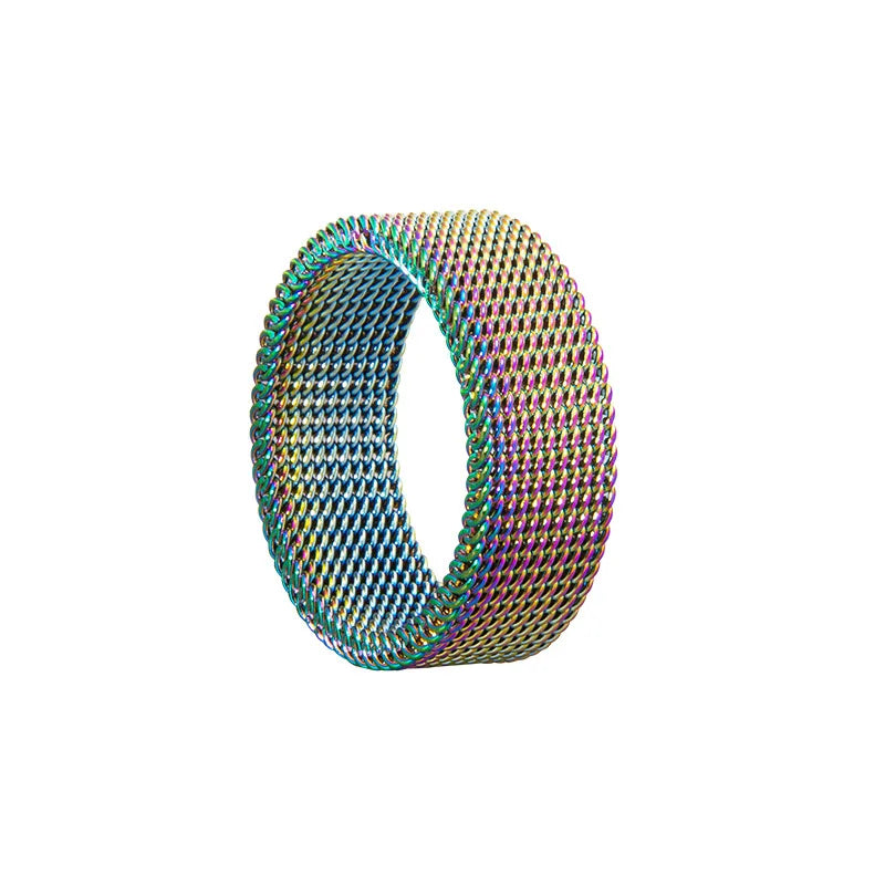 New Fashion Titanium Steel 8MM Grid Mesh Ring Woman For Men High Quality Simple  Multi-color Jewelry Party Gifts ﻿