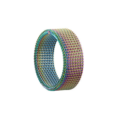 New Fashion Titanium Steel 8MM Grid Mesh Ring Woman For Men High Quality Simple  Multi-color Jewelry Party Gifts ﻿