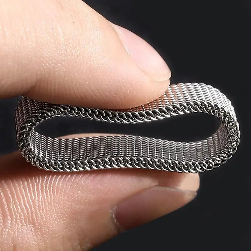 New Fashion Titanium Steel 8MM Grid Mesh Ring Woman For Men High Quality Simple  Multi-color Jewelry Party Gifts ﻿
