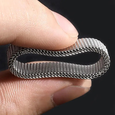 New Fashion Titanium Steel 8MM Grid Mesh Ring Woman For Men High Quality Simple  Multi-color Jewelry Party Gifts ﻿