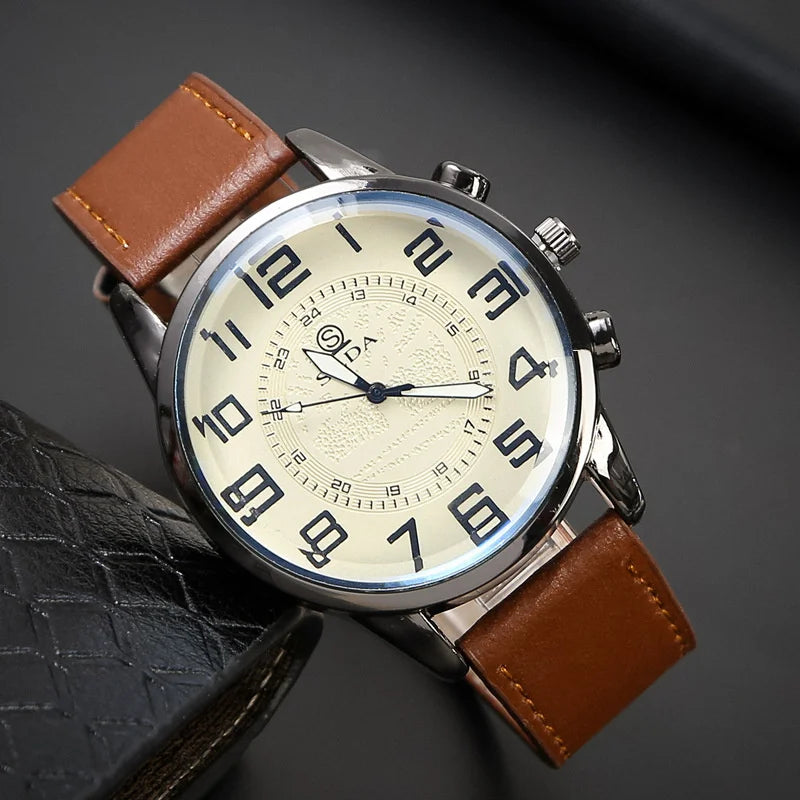 Men's Exquisite Male Leather Quartz Wristwatch Business Gentle Clock Casual Watch Elegant Relogio Masculino Fashion Saati Gift