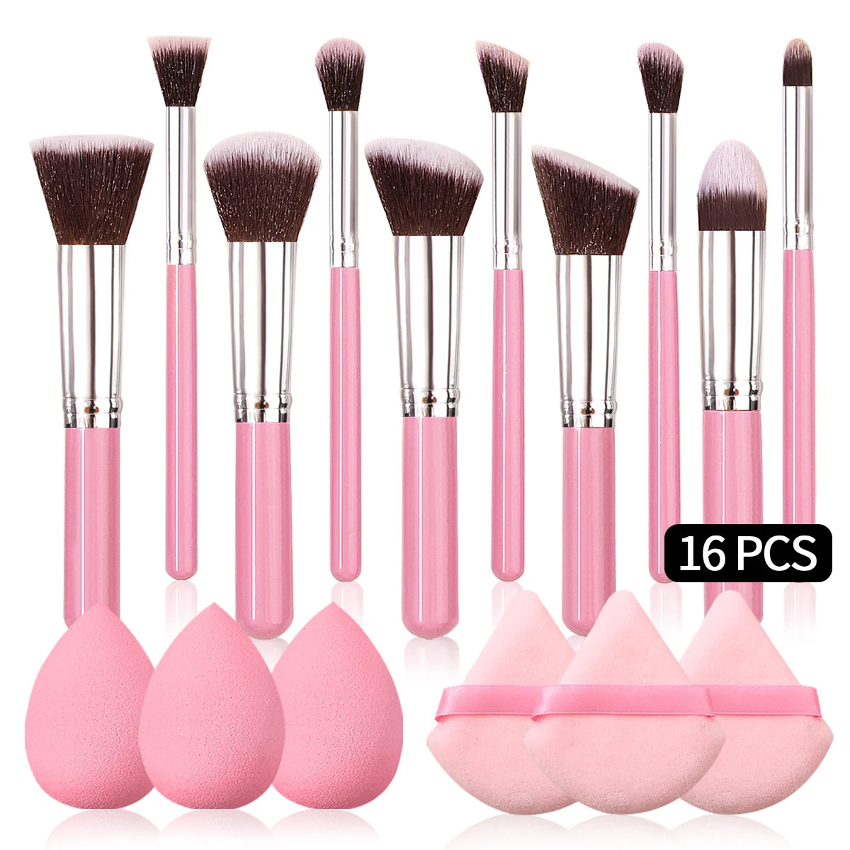 High Grade Pink makeup brush quality synthetic foundation brush Makeup sponge Makeup puff professional makeup tool set