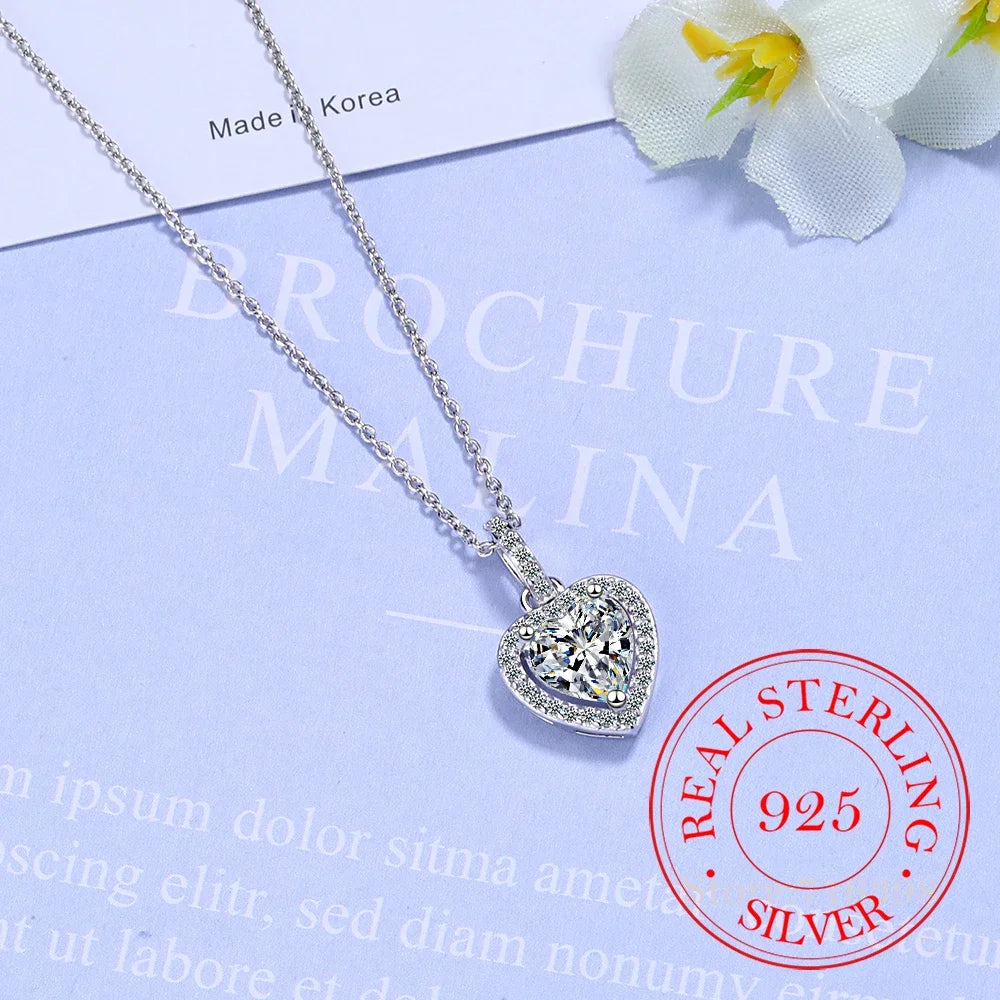 Top Quality 925 Sterling Silver Necklace – Forever Love Heart Pendant with Big CZ Charm, Dainty Jewelry Gift for Women & Valentine’s.