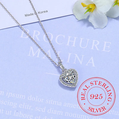 Top Quality 925 Sterling Silver Necklace – Forever Love Heart Pendant with Big CZ Charm, Dainty Jewelry Gift for Women & Valentine’s.