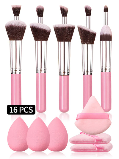 High Grade Pink makeup brush quality synthetic foundation brush Makeup sponge Makeup puff professional makeup tool set