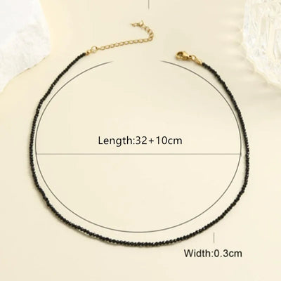 Trendy 3mm Beaded Choker Necklace – Black & Clear Beads Chain Jewelry for Women, Stylish Party Necklace & Sweet Bijoux Femme Gift.