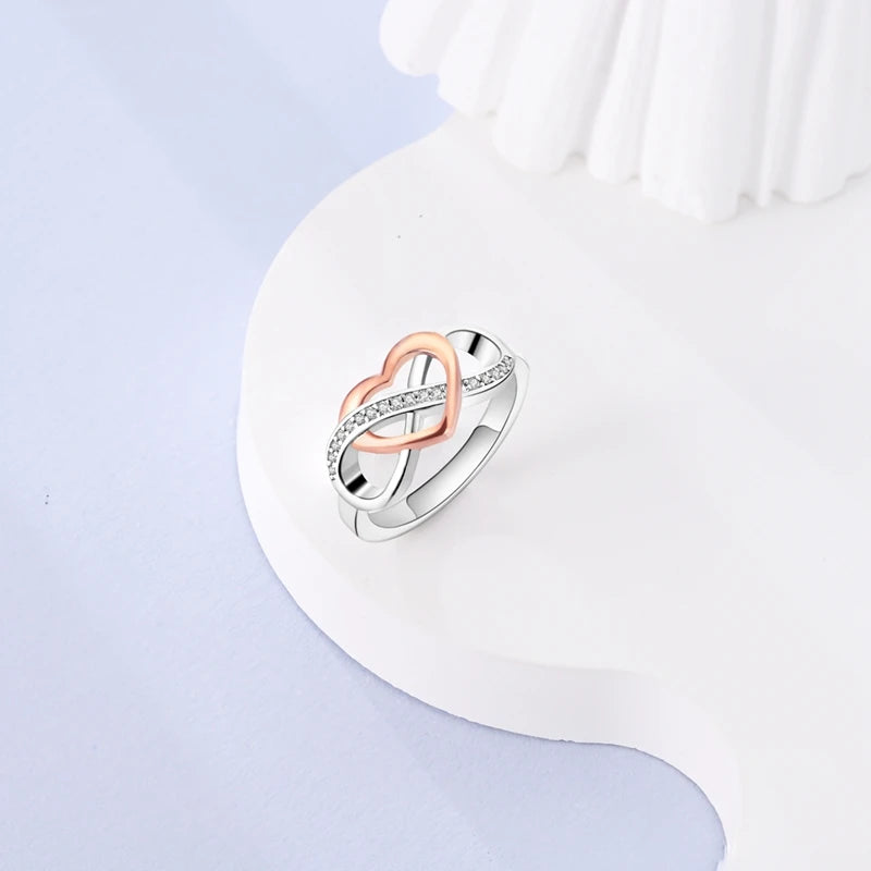 Original 925 Sterling Silver Jewelry Set – Eternal Love Necklace, Ring & Earrings for Women, Light Luxury Fashion & Elegant Gift.
