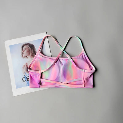 Beauty Back Sports Bra Women Seamless Halter Top High Support Push-up Open Back Gym Wear Fitness Yoga Workout Underwear Top