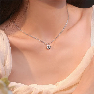 Sparkling Sterling Silver Necklace – Women’s Fashion Clavicle O-Chain with Clear Zircon Pendant, Versatile Elegant Jewelry for Everyday & Parties.