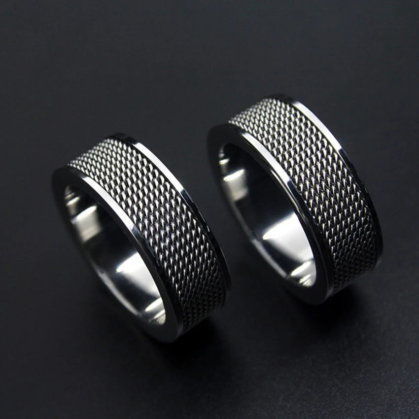 New Fashion Titanium Steel Stainless Steel Mesh Ring MaleTrend Index Finger Ring Jewelry Gift Hot Sale