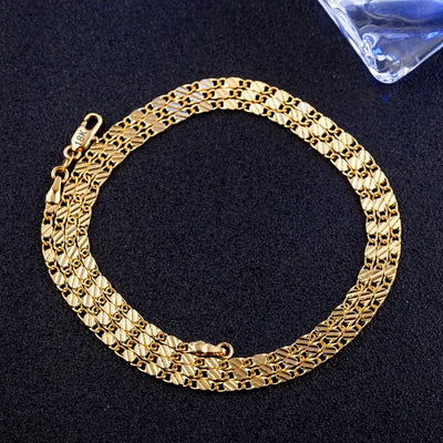 Fashion 18K Gold Necklace – 2MM Side Chain Jewelry for Men & Women, 925 Sterling Silver, Multiple Length Options 16–30 Inch.