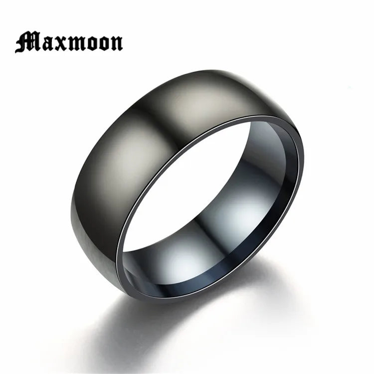Maxmoon Fashion Black Titanium Ring Men Matte Finished Classic Engagement  Jewelry Rings For Male  Wedding Bands Anillos 2018